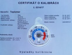 Kalibrovaný teplomer s certifikátom o kalibrácii podľa HACCP